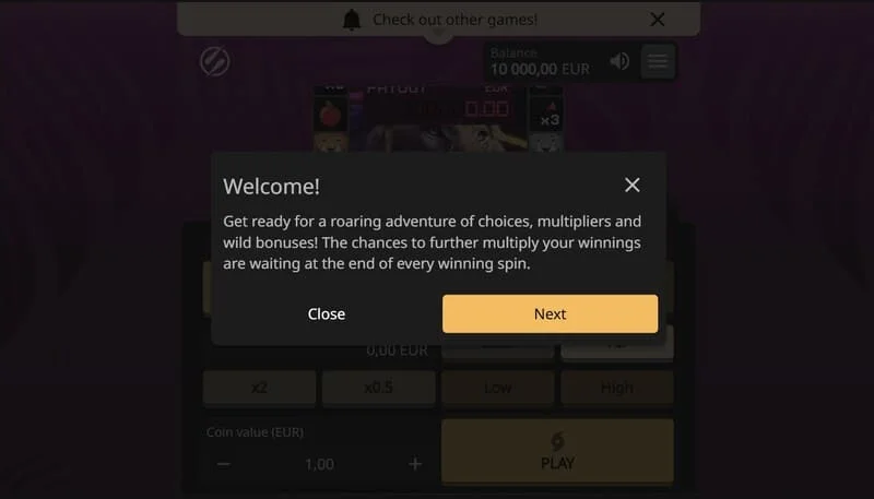 Lion Zama Fruits Bonus Spins - aktivna seja s klasičnimi sadnimi simboli in 777